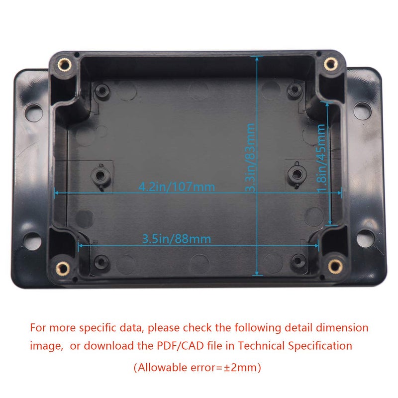 Zulkit Junction Box ABS Plastic Dustproof Waterproof IP65 Universal Electrical Boxes Project Enclosure with Fixed Ear Black 4.5 x 3.5 x 2.2 Inch (115 x 90 x 55mm)(Pack of 2) - Image 5